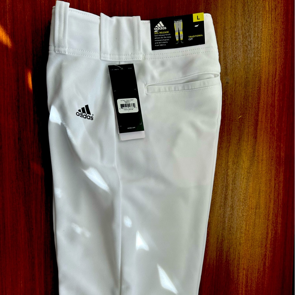 Adidas Baseball Pants White Boys Large NWT
